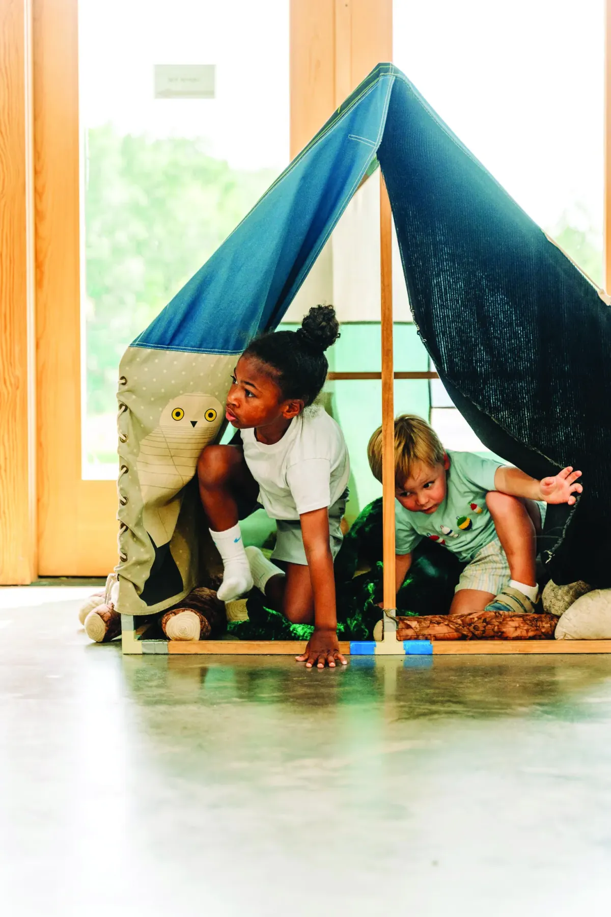 Children entering an early childhood learning space